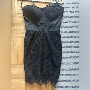 Corset style silk and lace cocktail dress